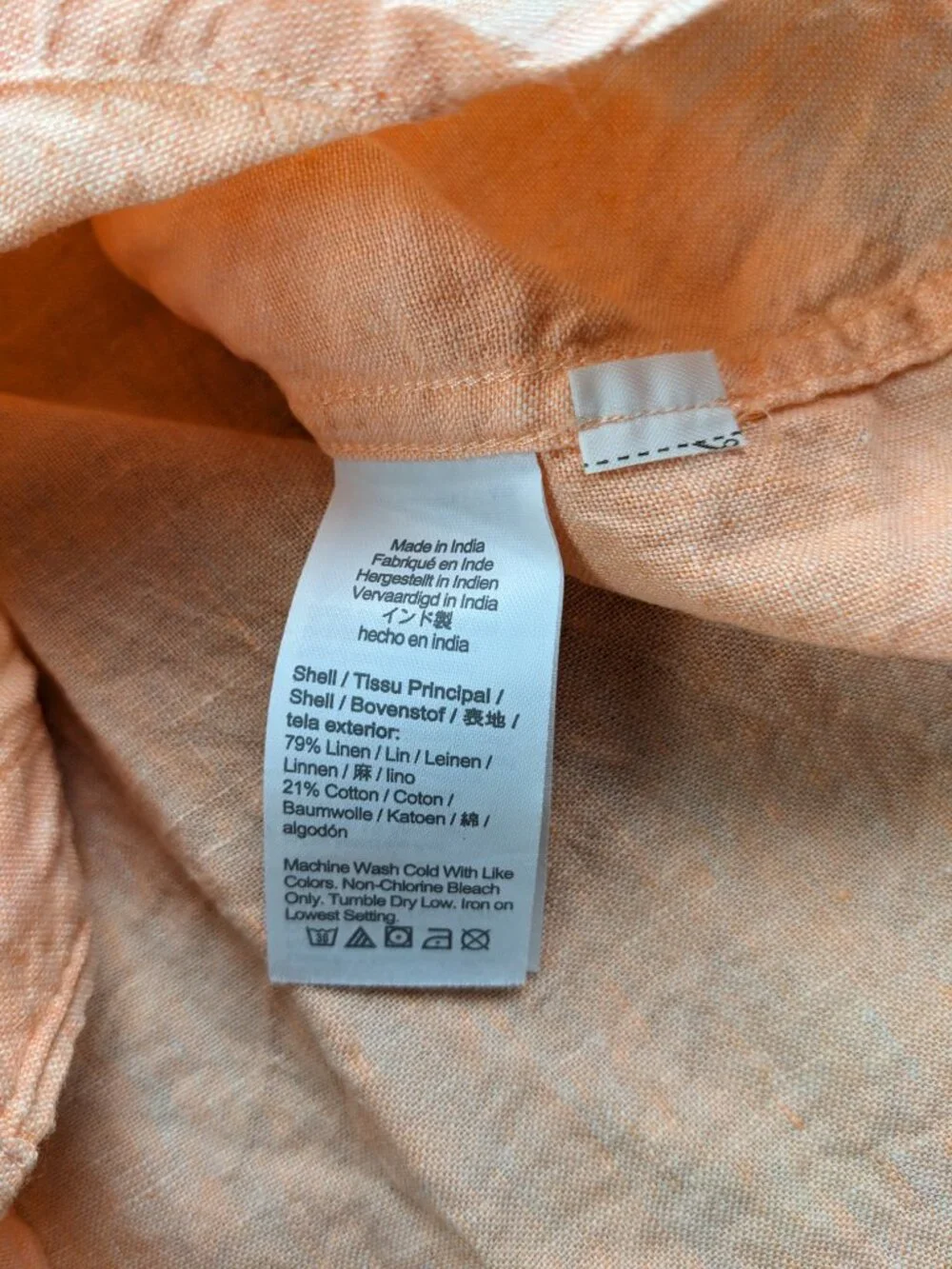 2023 J Crew Shirt Linen Blend Short Sleeve Button Peach Mens Large Slim Fit $98